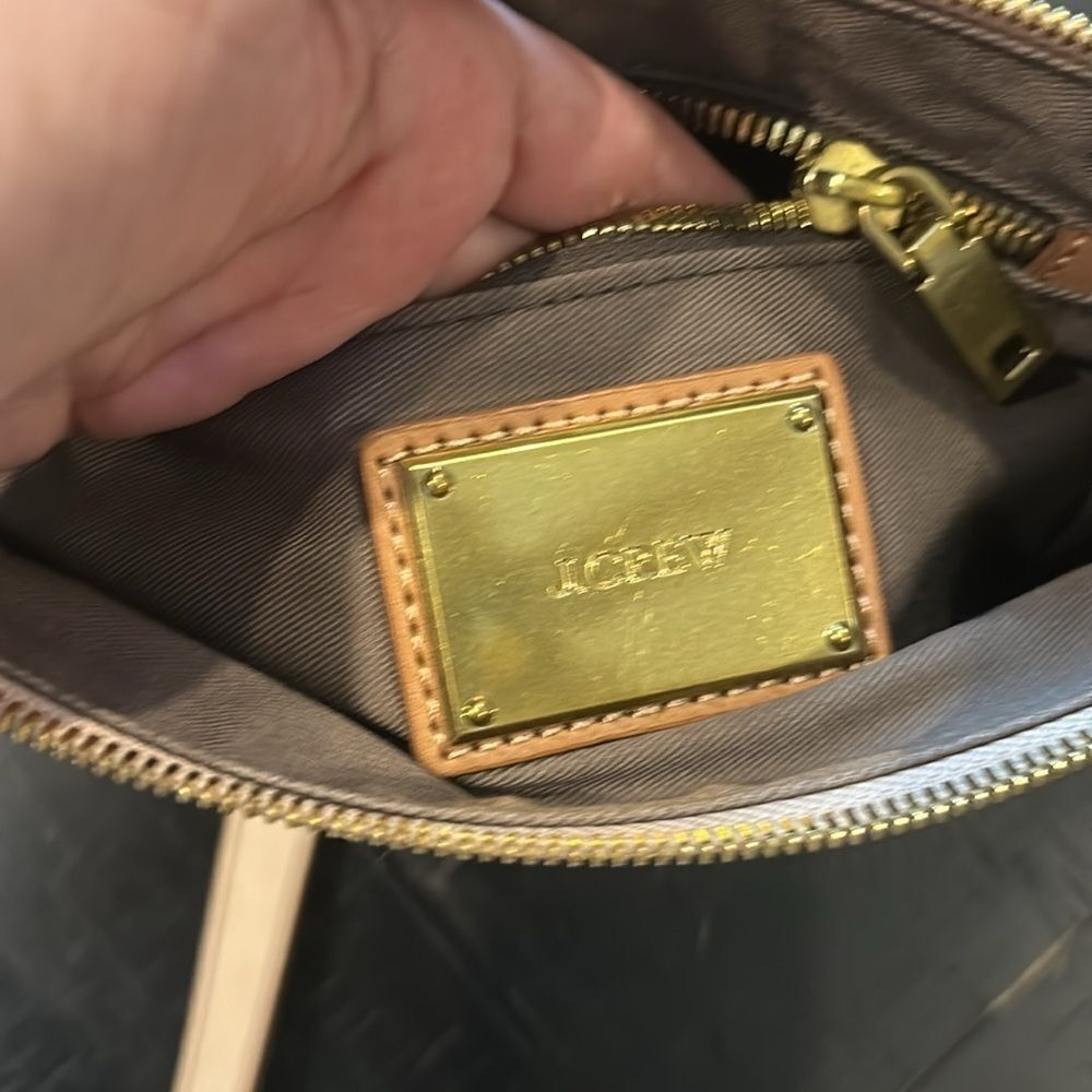 J. Crew Cream Tan Leather Crossbody Classy Gold Hardware Crossbody Bag Purse‌‌‌‍ - Picture 11 of 16
